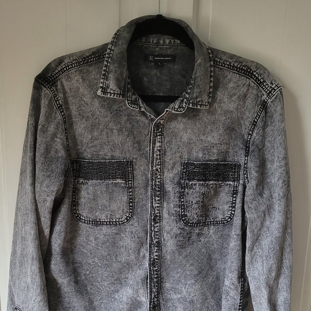 Men's Ash-Washed Long Sleeve Denim